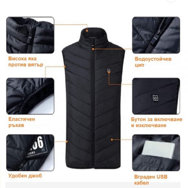 Vesta încălzită electric în 9 zone Cardinella, Camuflaj 2XL - imagine 4